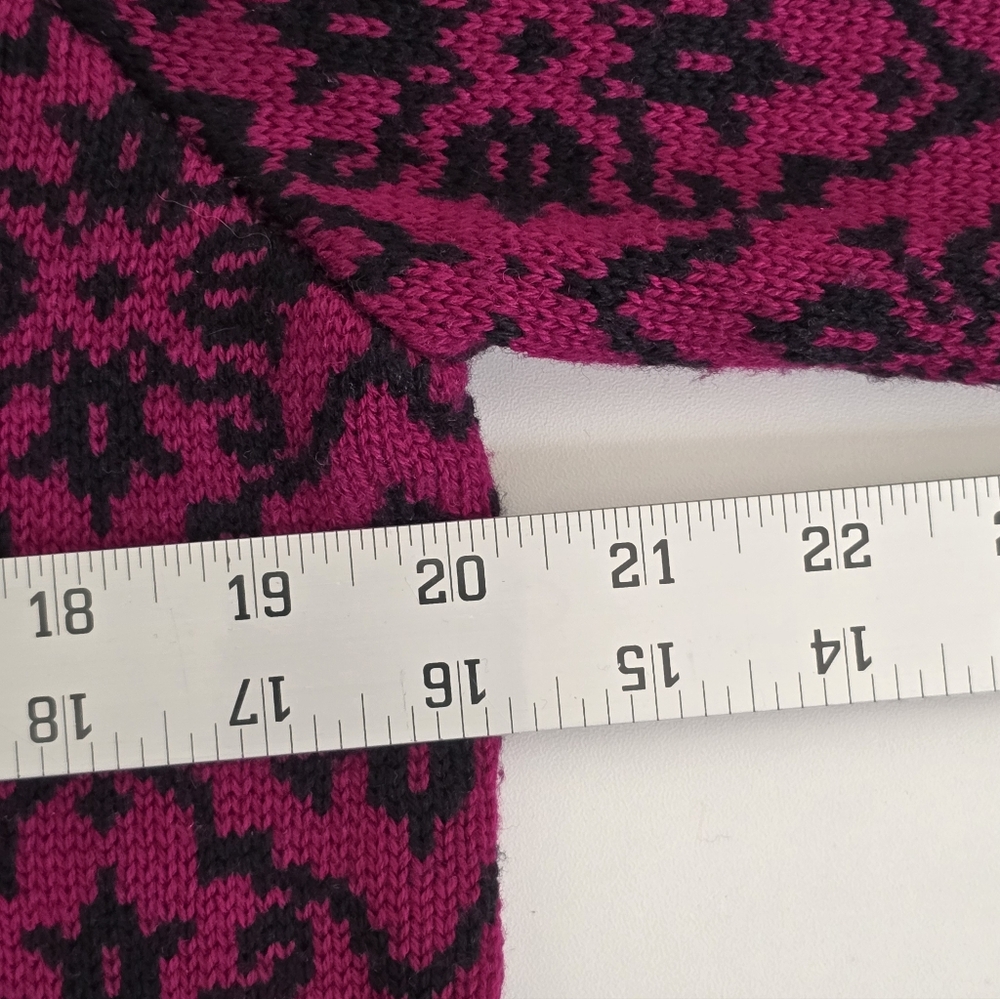 Appleseeds Oslo Zip Up Cardigan Sweater Pink and Black Patterned Size Large - Picture 8 of 10